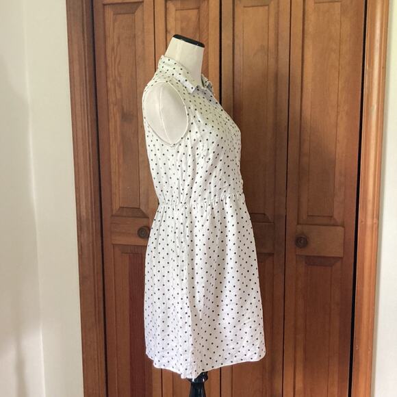 LOFT 100% Linen White Polkadot Pullover Dress, Size 2 - Picture 2 of 11